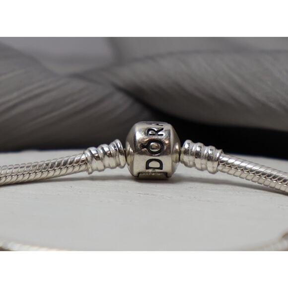 Pandora Sterling Silver Moments Barrel Clasp Snake Chain Bracelet 13.5G / 7in - Picture 3 of 5